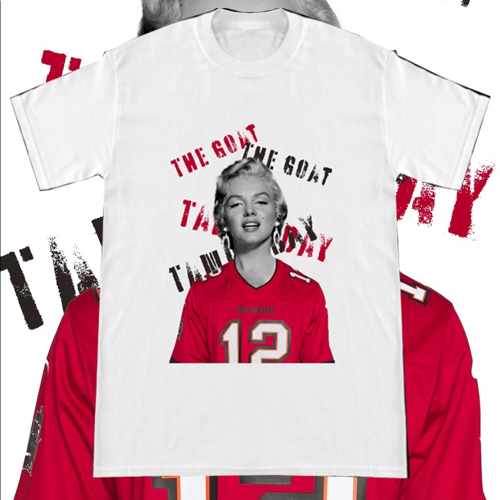 Vintage Graffiti Marilyn Monroe Wearing Tom Brady Tampa Bay Buccaneers Jersey